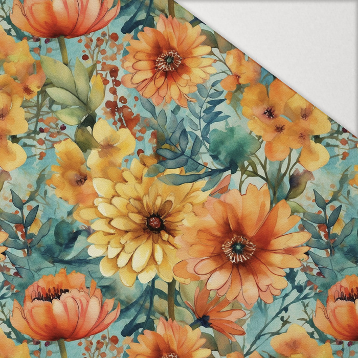 FLOWERS PAPAYA ORANGE WZ. 13 - Hydrophober angerauter Wintersweat