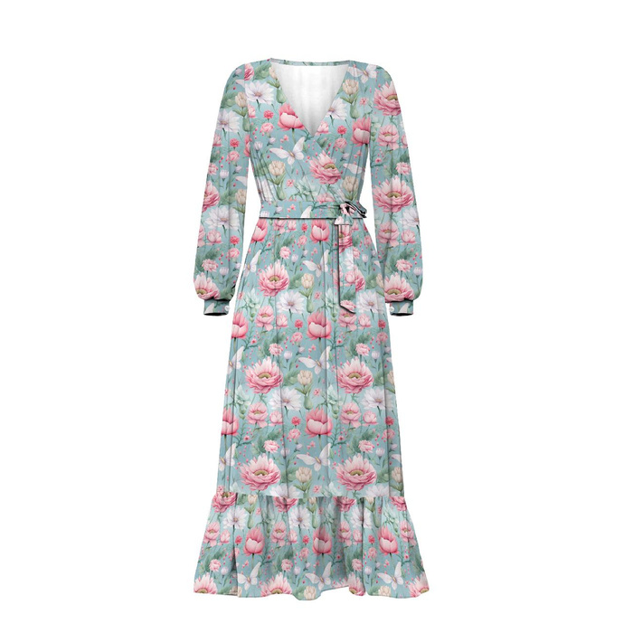 WRAP FLOUNCED DRESS "ABELLA" (L) - FAIRY WORLD pat.11 (FLOWERS) - sewing set 