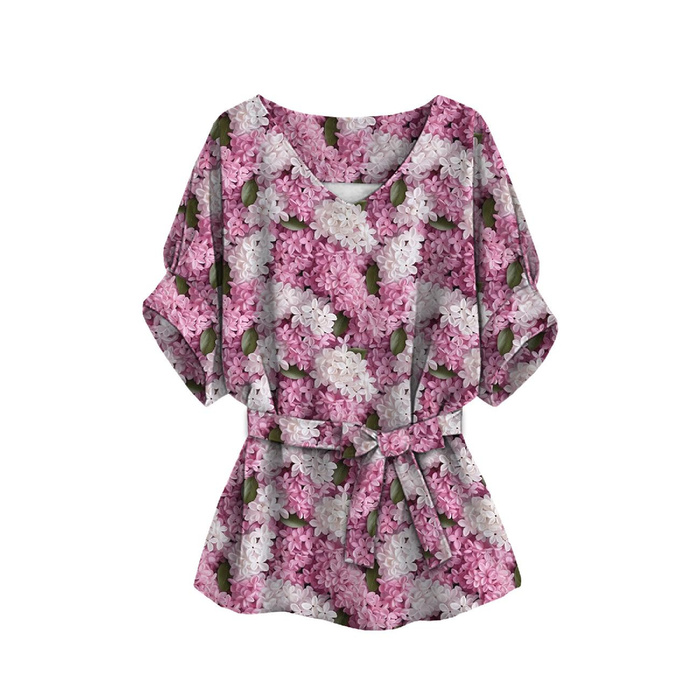 KIMONO BLOUSE - LILACS - sewing set S-M