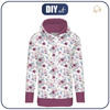 LONG WOMEN’S HOODIE (MEGI) - WATERCOLOR BOUQUET Pat. 2 - looped knit fabric - XXXL