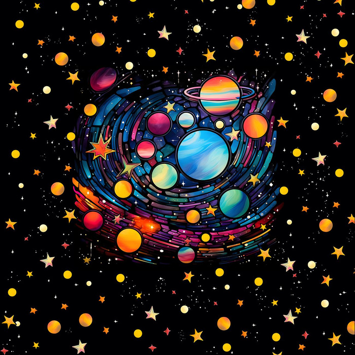 NEON GALAXY WZ.13 - Paneel (60cm x 50cm) leichte Maschenware angeraut