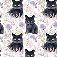 PASTEL BLACK CAT - lycra 300g