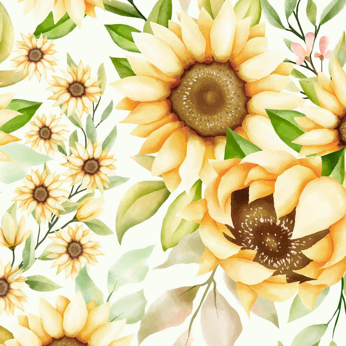 PASTEL SUNFLOWERS PAT. 3 - looped knit fabric