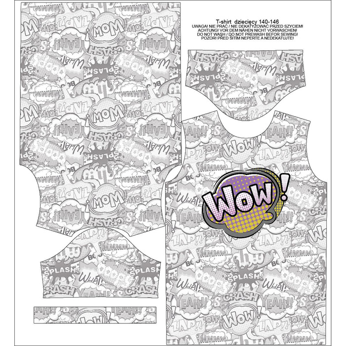 KID’S T-SHIRT - COMIC BOOK / wow (purple - red) - single jersey (116/122)