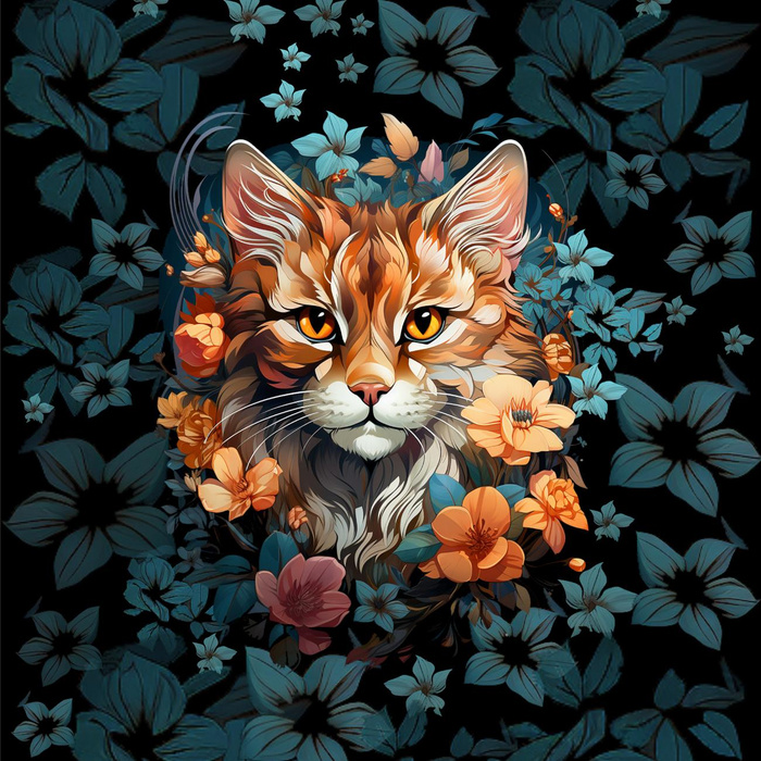 ANIMALS MANDALA wz.12 (cat) - panel (75cm x 80cm)