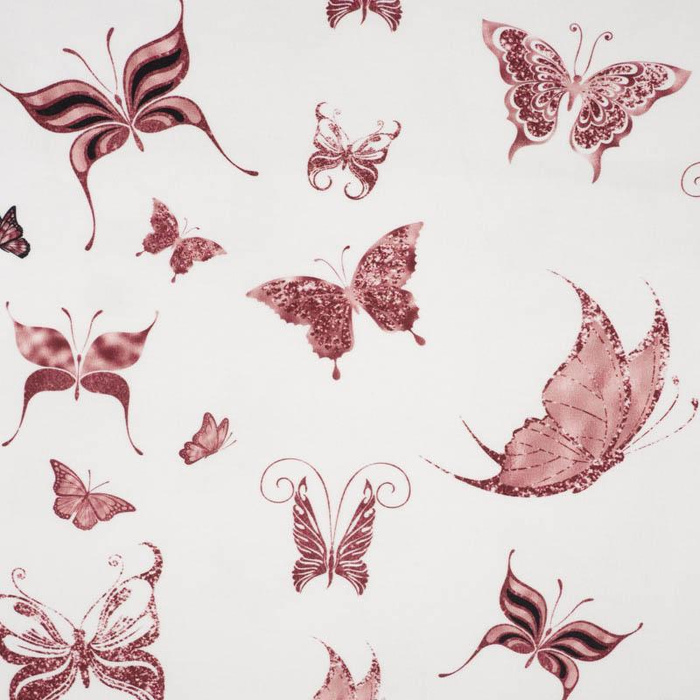 BUTTERFLIES (GLITTER BUTTERFLIES) / white - Cotton woven fabric