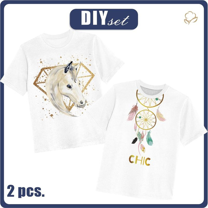 2-PACK - KID’S T-SHIRT - HORSE UND DREAMCATCHER - sewing set (116/122)