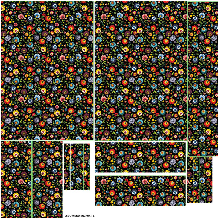 ZVÍŘECÍ POSTEL - LOWICKI FOLK / černá - sada siti - M