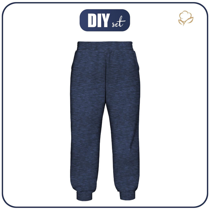 KID'S JOGGERS (ROBIN) - MELANGE NAVY - sewing set (110/116)