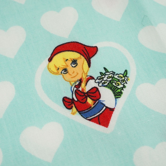 LITTLE RED RIDING HOOD HEARTS / aqua - Cotton woven fabric