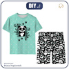 PIŻAMA DZIECIĘCA "ADA" - PANDA / miętowy - Bambus Single Jersey z elastanem (110/116)