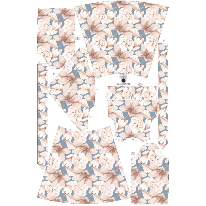 WRAP MIDI DRESS (BIANCA) - RETRO FLOWERS PAT. 2 - sewing set  M