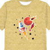 T-SHIRT DZIECIĘCY - RAKIETA I KOMETY (WYPRAWA W KOSMOS) / ACID WASH ZŁOTY - single jersey (116/122)