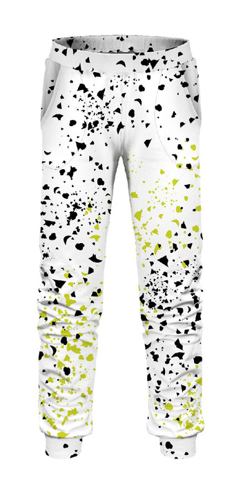CHILDREN'S JOGGERS (LYON) - SPOTS / BLACK - GREEN (DIA DE LOS MUERTOS) - looped knit fabric (122/128)