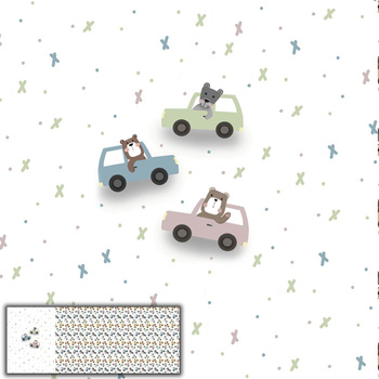 BAREVNÁ AUTÍČKA vz. 3 (MĚSTSKÉ MEDVÍDCI) - PANORAMICKÝ PANEL (60 x 155cm)