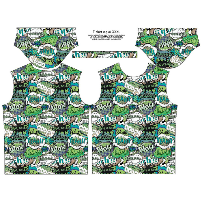 MEN’S T-SHIRT - COMICS (green - blue) - single jersey XS
