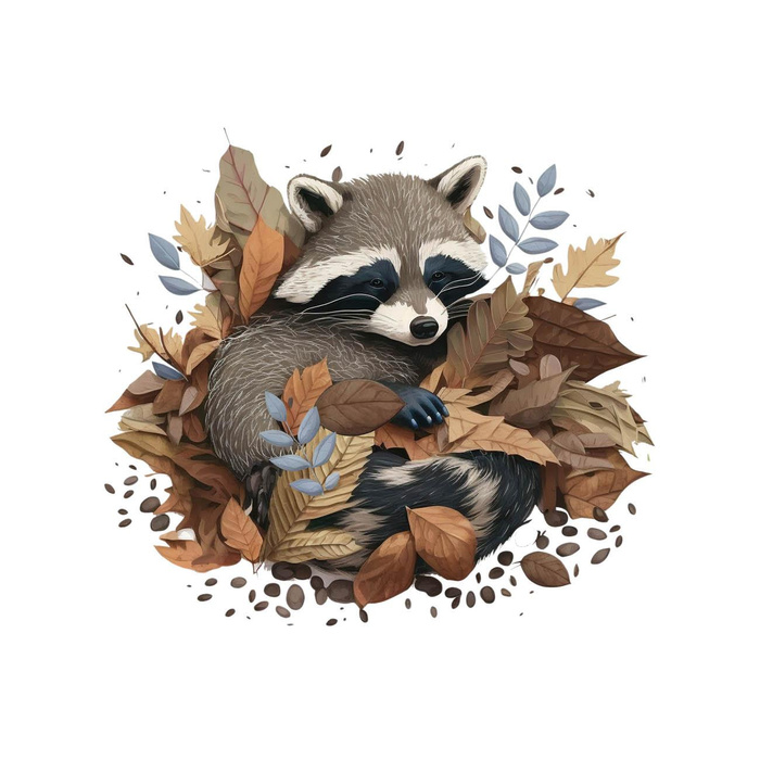 SLEEPING RACCOON - PANEL (75cm x 80cm) dzianina drapana z elastanem ITY