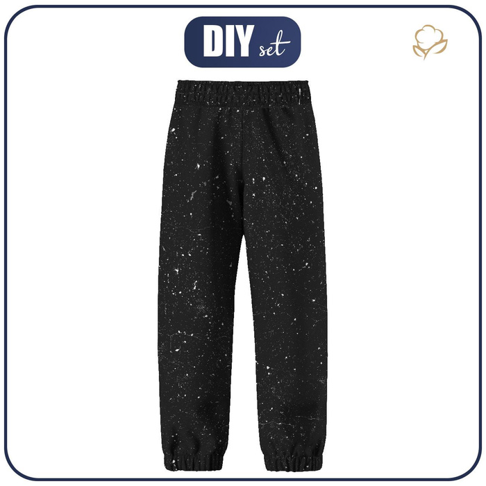 CHILDREN'S SOFTSHELL TROUSERS (YETI) - CONCRETE / black - sewing set (110/116)