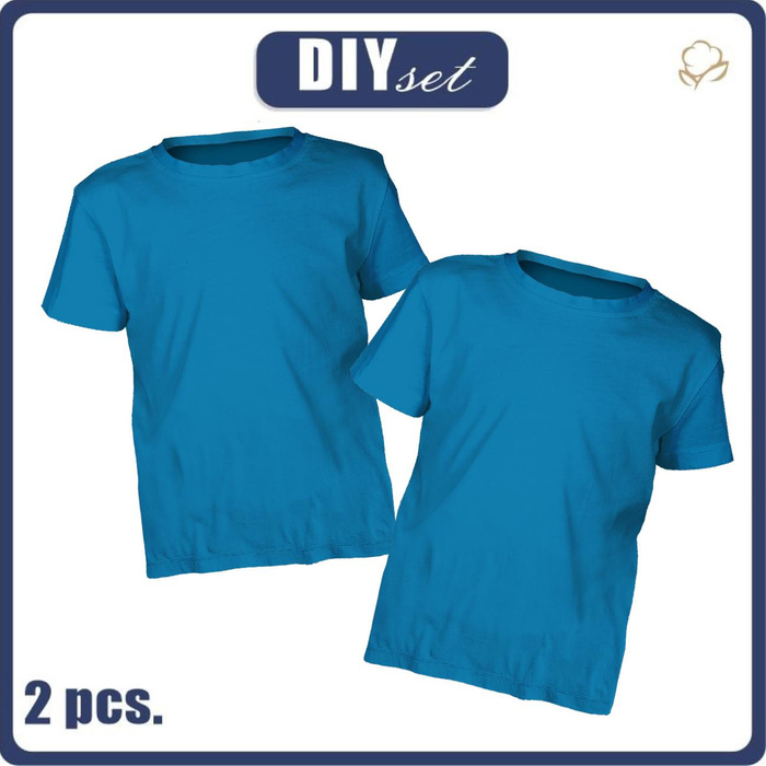 2-PACK - BASIC KINDER T-SHIRT - AZURBLAU (BLUE) - Nähset