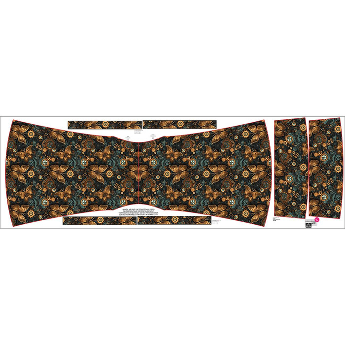 Bardot neckline dress (LILI) - Butterfly & Flowers wz.12- sewing set - 122-128