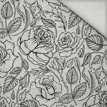 ROSES / CONTOUR  / melange light grey - looped knit fabric