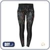 SPORTS LEGGINGS - LEAVES PAT. 3 / BLACK - XXL