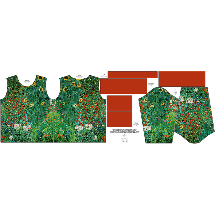 CHILDREN'S (NOE) SWEATSHIRT -  FARM GARDEN WITH SUNFLOWERS (Gustav Klimt) - sewing set (110/116)