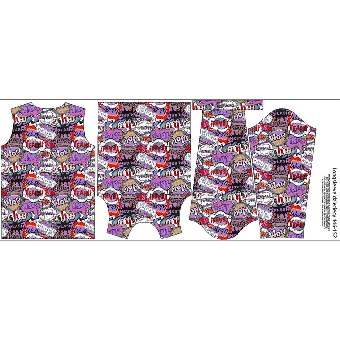 Longsleeve - COMIC BOOK (purple - red) - single jersey (122/128)
