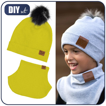 LIMONKOWY - Zestaw do uszycia czapki i komina