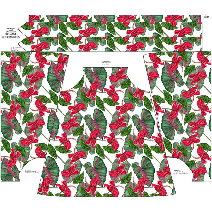 DRESS "DALIA" MINI - ANTHURIUM - sewing set XXS-XS