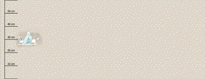 ZVÍŘATA V TÝPÍ / BÍLÉ STOPY / béžový (KOUZELNÝ VÁNOČNÍ LES) - panoramic panel SINGLE JERSEY