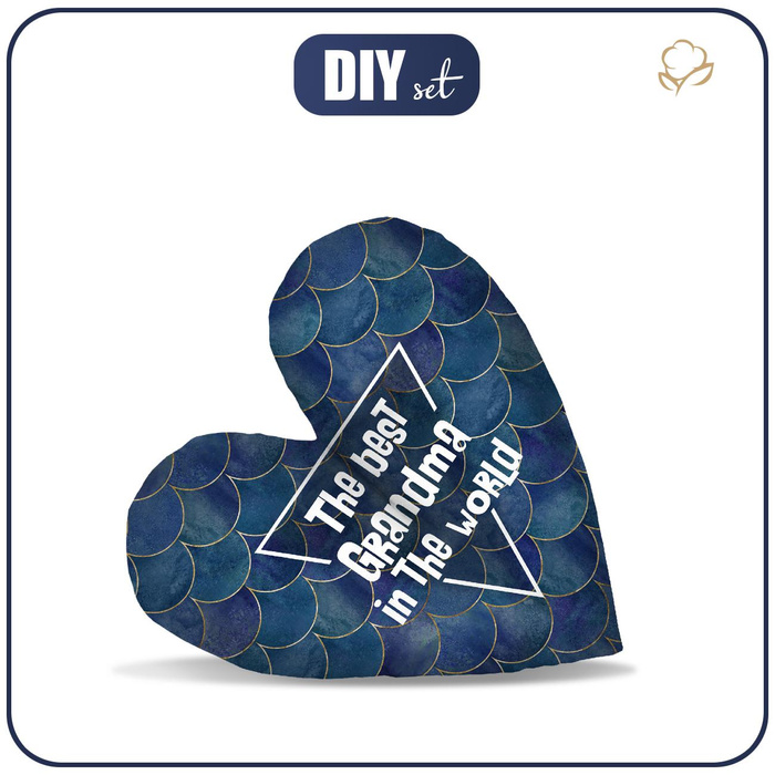 DECORATIVE PILLOW HEART - The best grandmother in the world / FISH SCALES