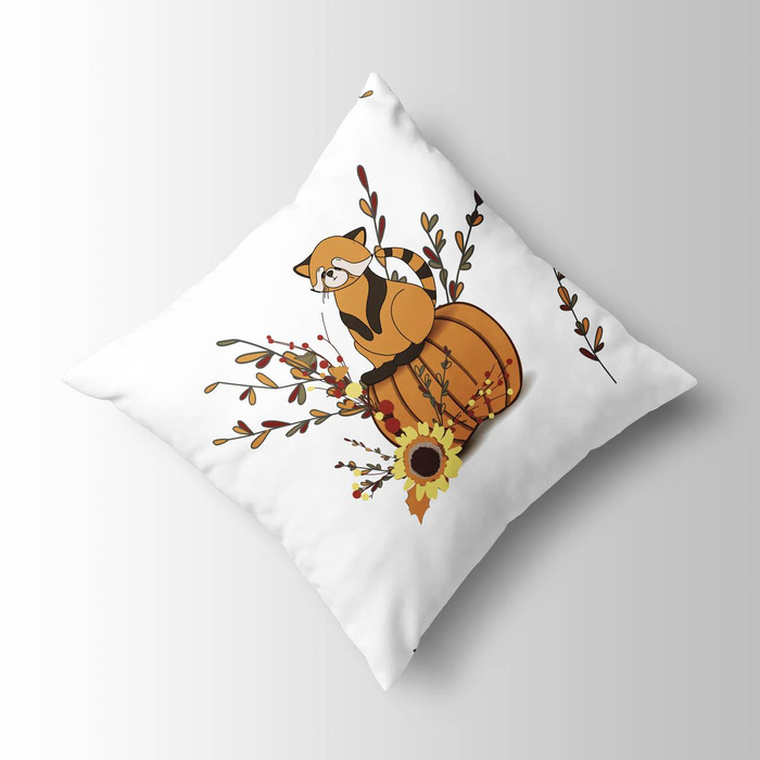 RED PANDA ON A PUMPKIN (RED PANDA’S AUTUMN) - panel (60cm x 50cm)