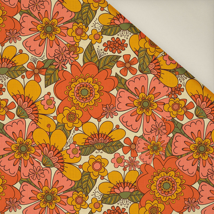 FLOWERS PAPAYA ORANGE WZ. 7 - Upholstery velour