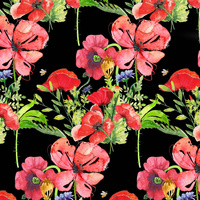 POPPIES PAT. 2 (IN THE MEADOW) / black - looped knit fabric with elastane ITY