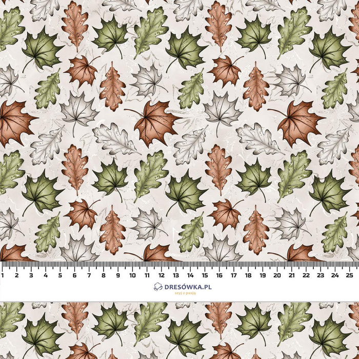 FOREST LEAVES pat. 1 / beige - Cotton woven fabric