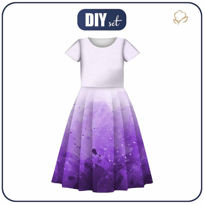 KID'S DRESS "MIA" - SPECKS (purple) - sewing set (98/104)