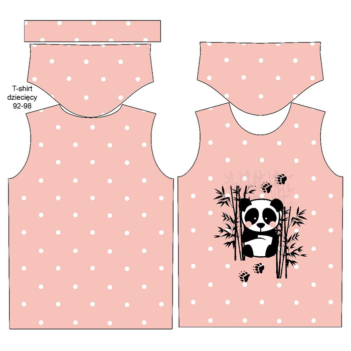 KID’S T-SHIRT - PANDA (DOTS) / pink - single jersey (92/98)
