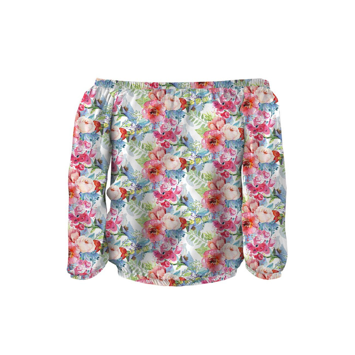 Bardot halenka s výstřihem SOFIA - RŮŽE ŠÍPKOVÁ VZ. 3 (NA LOUCE) - Sada šití