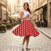 Circle skirt panel - RED POLKA DOTS