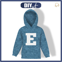 KINDER HOODIE (ALEX) - "E" / acid wash atlantic blue - Nähset