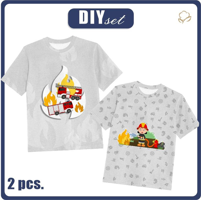 2-PACK - KINDER T-SHIRT - FEUERWEHRMANN - Nähset (92/98)