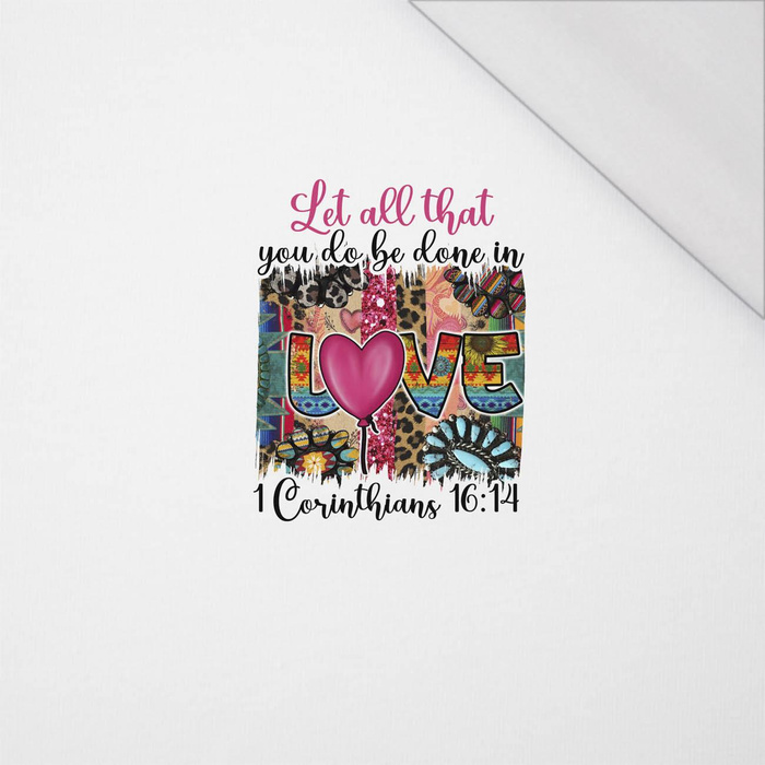 BARVY LOVE / bílé - panel (60cm x 50cm) SINGLE JERSEY