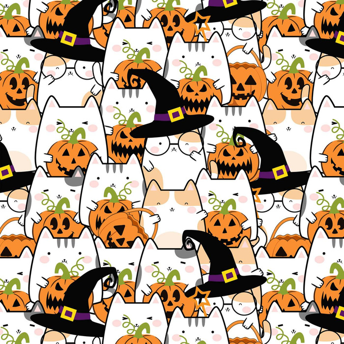 HALLOWEEN CATS PAT. 1 - single jersey 