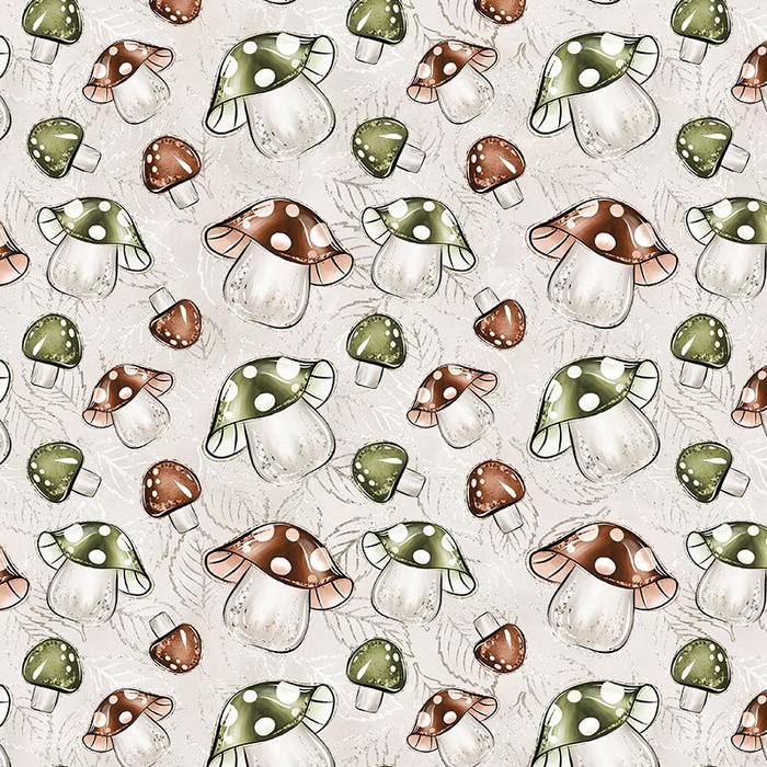 FOREST MUSHROOMS pat. 1 / beige