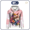 BLUZA DAMSKA (POLA) CLASSIC Z KAPTUREM - WATERCOLOR CAT WZ. 1 - zestaw do uszycia XL