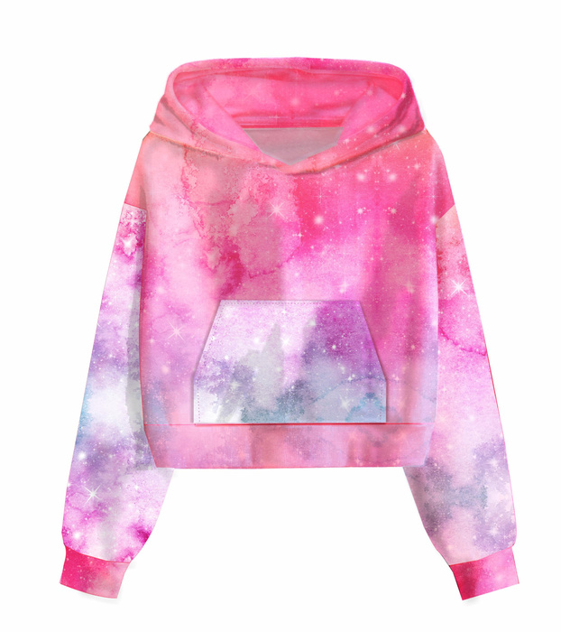 Cropped hoodie (IDA) - WATERCOLOR GALAXY PAT. 5 - sewing set - M