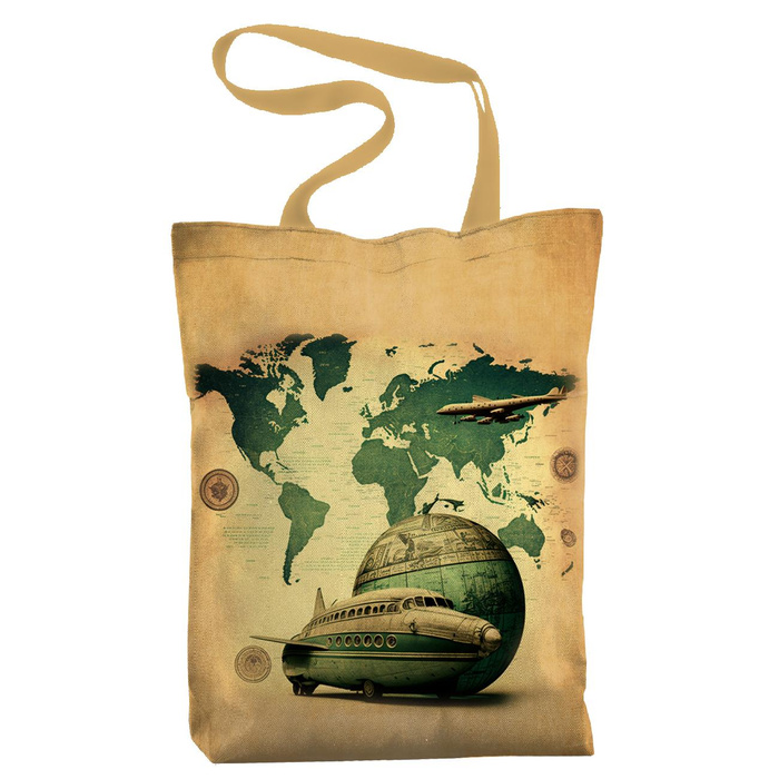 SHOPPER BAG - TRAVEL TIME PAT. 4 - Waterproof woven fabric - sewing set