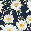 DAISIES PAT. 2 / dark blue - looped knit fabric with elastane ITY