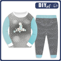 CHILDREN'S PAJAMAS " MIKI" - MAGICAL FRIENDS / WHITE TRACES / dark grey (MAGICAL CHRISTMAS FOREST) - sewing setc